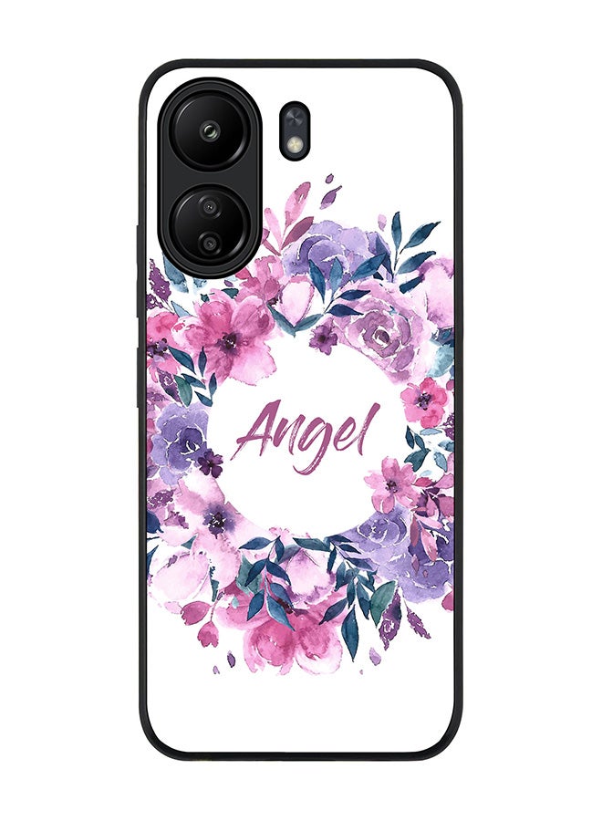 Rugged Black edge case for Xiaomi Poco C65, Slim fit Soft Case Flexible Rubber Edges Anti Drop TPU Gel Thin Cover- Angel