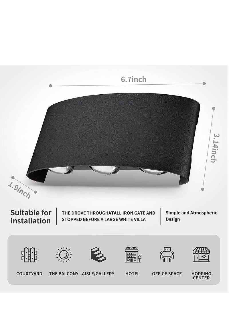Next Life Modern Outdoor Wall Sconce Light 6 LED Room Wall Lights Up Down Aluminium Wall Lighting Lamps for Living Room Bedroom Corridor Warm light - Image 2