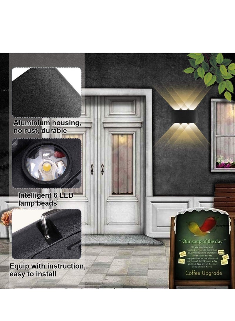 Next Life Modern Outdoor Wall Sconce Light 6 LED Room Wall Lights Up Down Aluminium Wall Lighting Lamps for Living Room Bedroom Corridor Warm light - Image 3