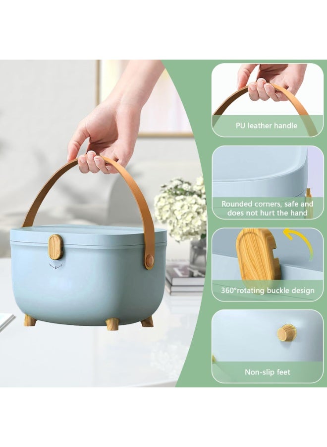XiuWoo Large Capacity Medicine Storage Box, Home Pharmacy,  First Aid Storage, Double Layers Medicine Organizer, Portable Oval Plastic Storage Organizer with Latch Lock, Handle - Image 5