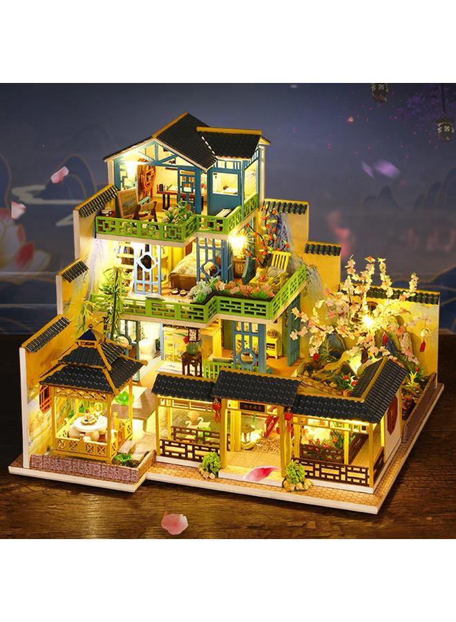 Bluejw Jiate DIY Cottage Fuchun Mountain Residence Chinese Style Handmade Wooden Architecture Large Villa House Innovative Girl's Gift - Image 3