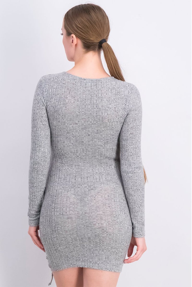 TOPSHOP Women Textured Long Sleeve Mini Dress, Grey - Image 4