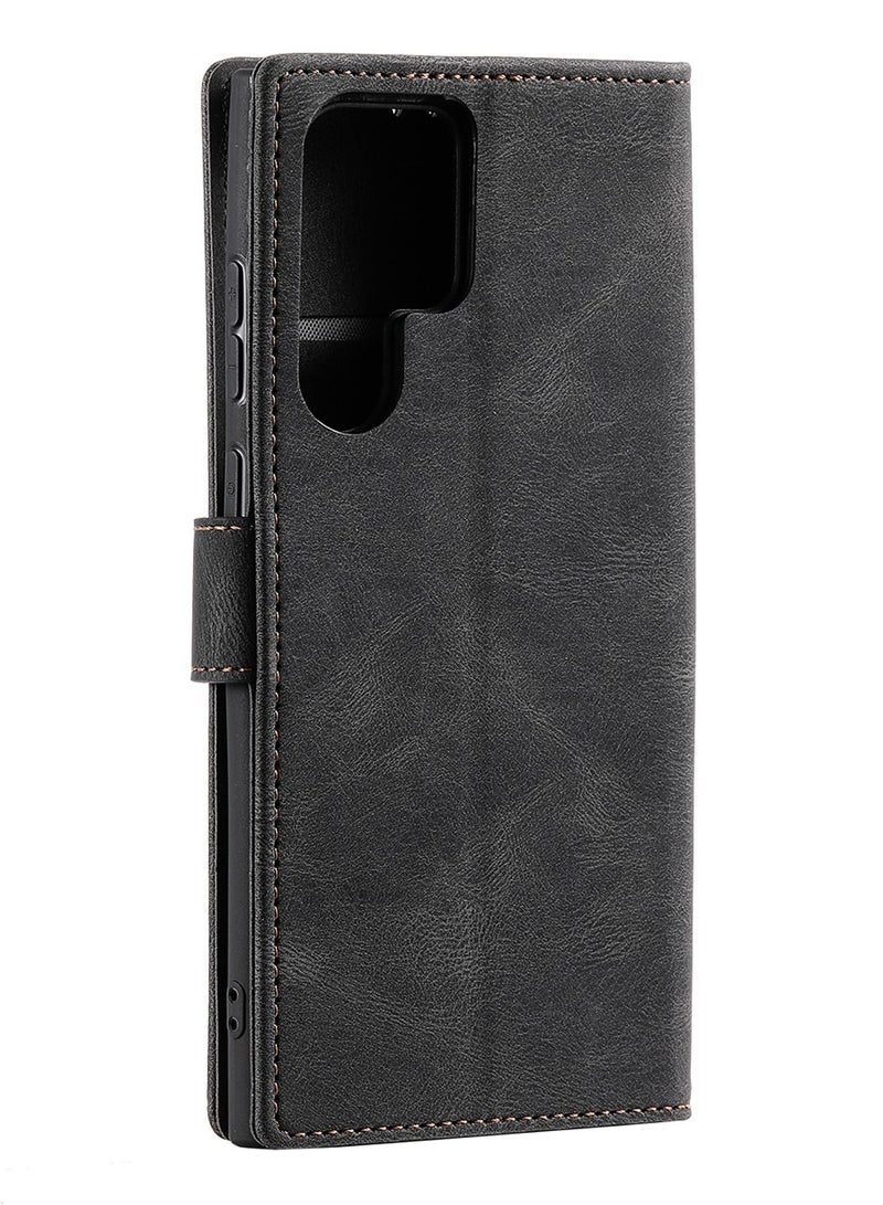 Suteni Color Block Flip Cover Card Slots Leather Phone Case for Samsung - Image 2