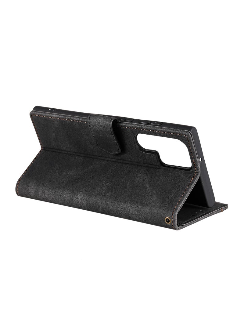 Suteni Color Block Flip Cover Card Slots Leather Phone Case for Samsung - Image 4