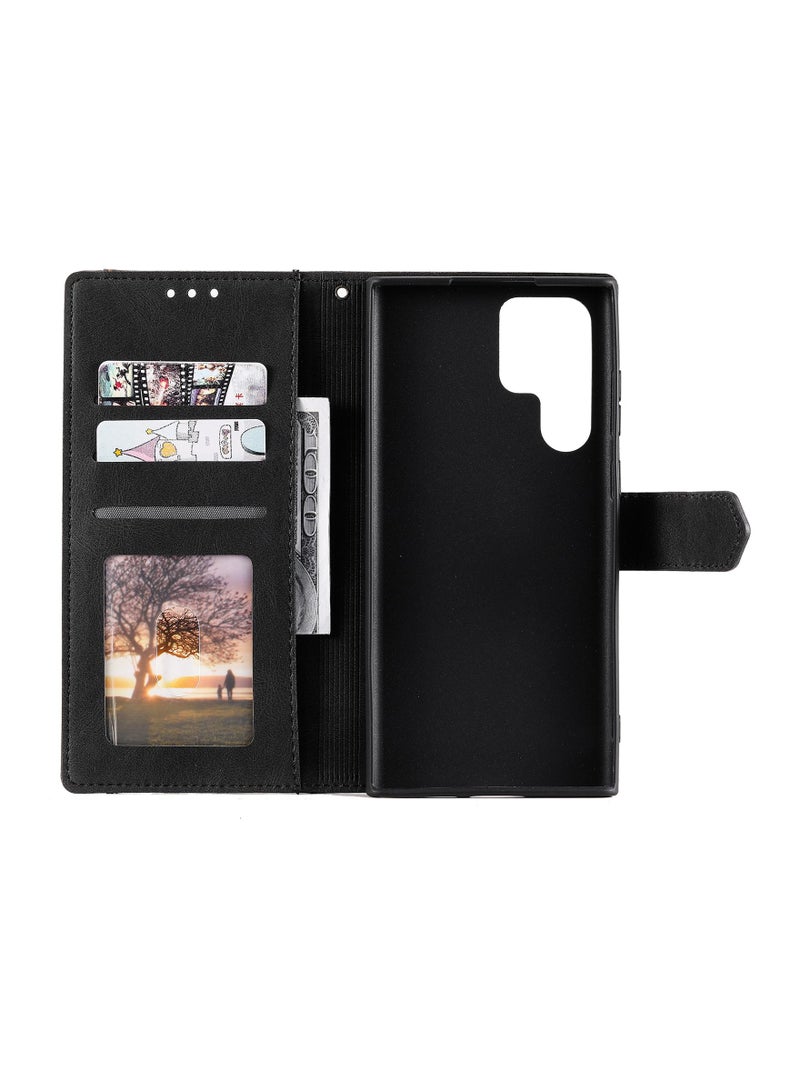 Suteni Color Block Flip Cover Card Slots Leather Phone Case for Samsung - Image 3