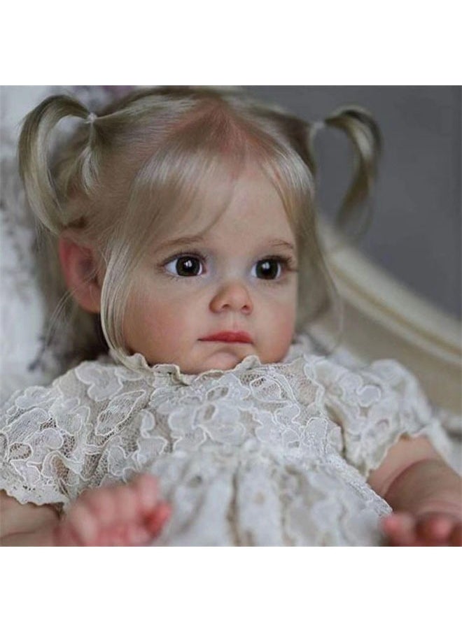 YelaJoy - Realistic Reborn Baby Doll, Soft Newborn Baby Doll with Hair Band and White Dress, Girl Toy, Gift Doll, Reborn Baby Doll, Silicone Full Body Lifelike Dolls for Baby Gift Doll (58cm, 1.7kg) - Image 1