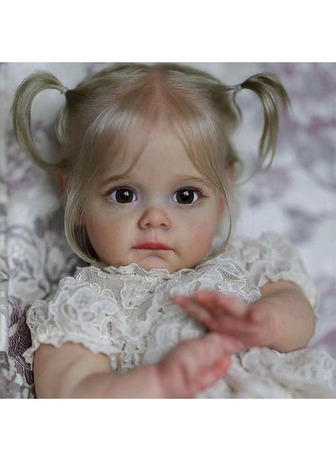 YelaJoy - Realistic Reborn Baby Doll, Soft Newborn Baby Doll with Hair Band and White Dress, Girl Toy, Gift Doll, Reborn Baby Doll, Silicone Full Body Lifelike Dolls for Baby Gift Doll (58cm, 1.7kg) - Image 1
