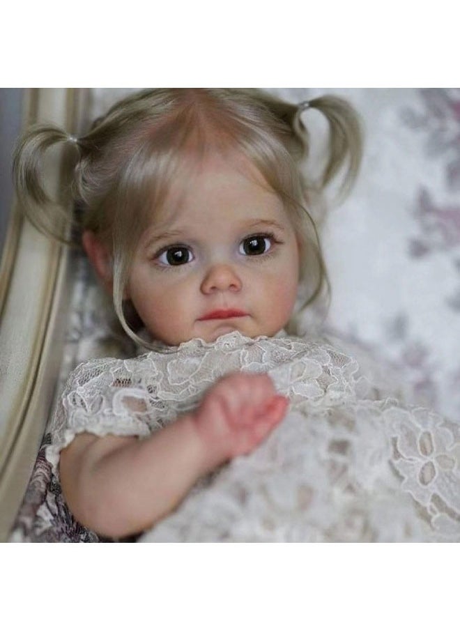 YelaJoy - Realistic Reborn Baby Doll, Soft Newborn Baby Doll with Hair Band and White Dress, Girl Toy, Gift Doll, Reborn Baby Doll, Silicone Full Body Lifelike Dolls for Baby Gift Doll (58cm, 1.7kg) - Image 1