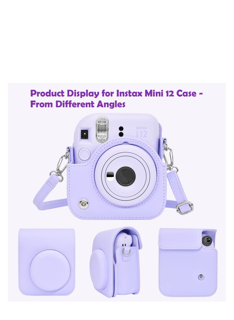 SYOSI Case for Fujifilm Fuji Instax Mini 12/Polaroid Mini 12 Instant Camera - PU Leather Protective Case Cover Bag with Adjustable Shoulder Strap - Purple - Image 5