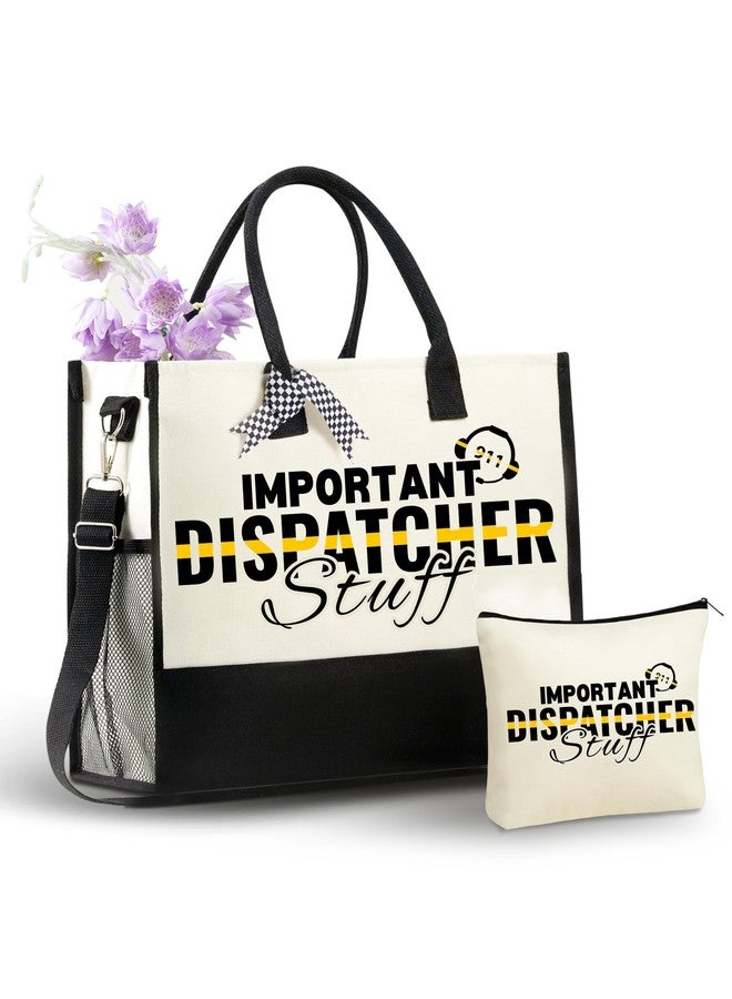 InnoBeta Dispatcher Gifts for Women Canvas Tote Bag on Dispatcher Appreciation Day, Tote with Top Zipper Closure and Shoulder Strap - Important Stuff - Image 1