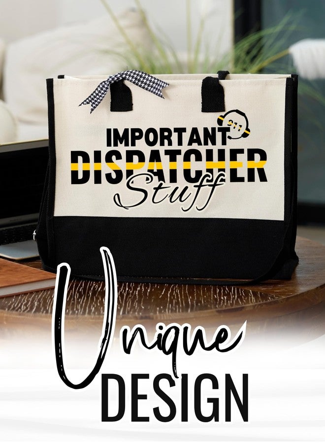 InnoBeta Dispatcher Gifts for Women Canvas Tote Bag on Dispatcher Appreciation Day, Tote with Top Zipper Closure and Shoulder Strap - Important Stuff - Image 3