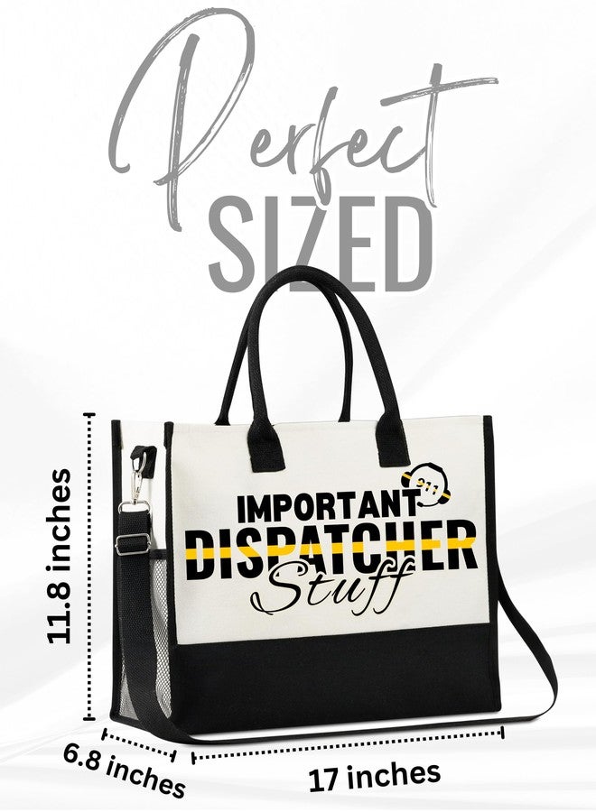 InnoBeta Dispatcher Gifts for Women Canvas Tote Bag on Dispatcher Appreciation Day, Tote with Top Zipper Closure and Shoulder Strap - Important Stuff - Image 4