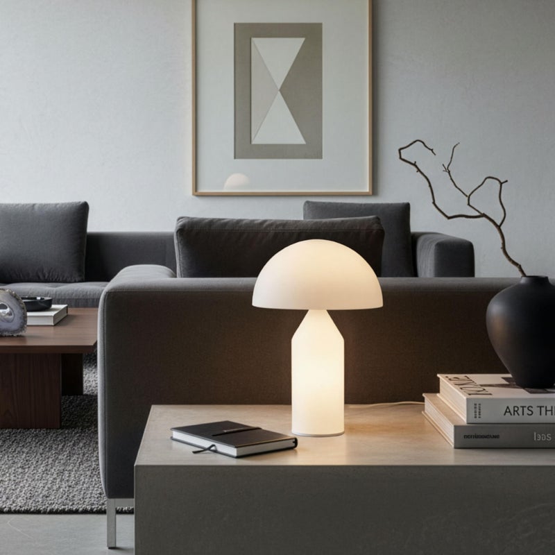 Brightech Venus Mushroom Table Lamp - Modern Lamp for Living Room, Bedroom Side/End Table - Dimmable, Unique Side Table LED Lamp Shade for Office, Reading - Brass/Gold, 14" Tall - Image 2