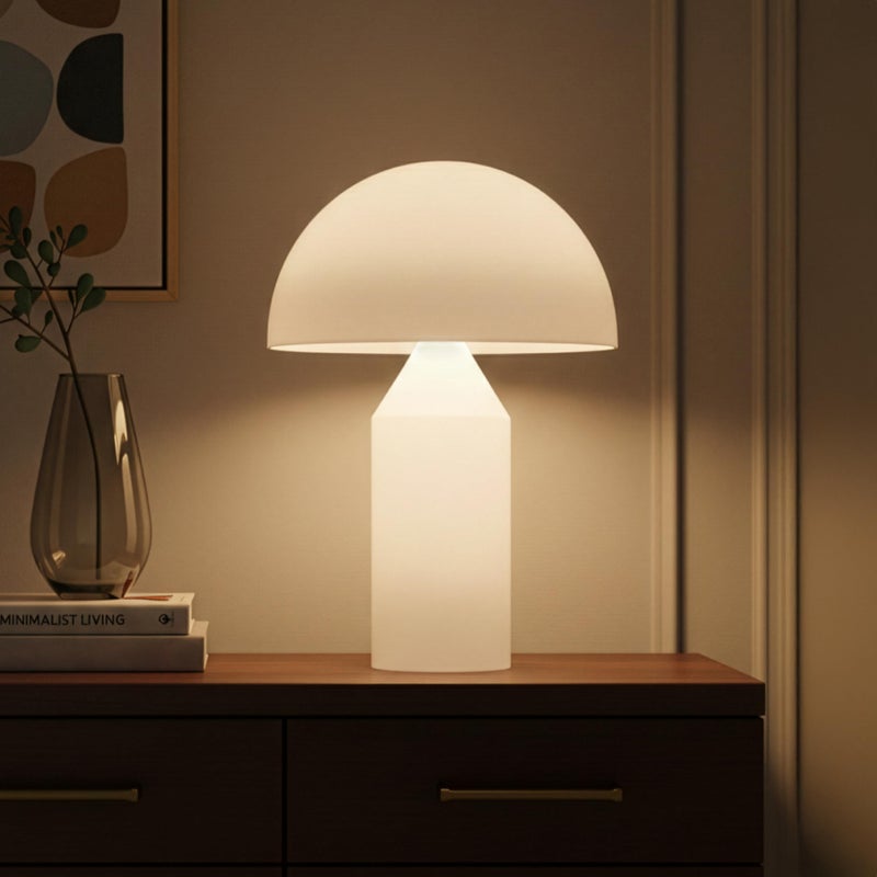 Brightech Venus Mushroom Table Lamp - Modern Lamp for Living Room, Bedroom Side/End Table - Dimmable, Unique Side Table LED Lamp Shade for Office, Reading - Brass/Gold, 14" Tall - Image 3