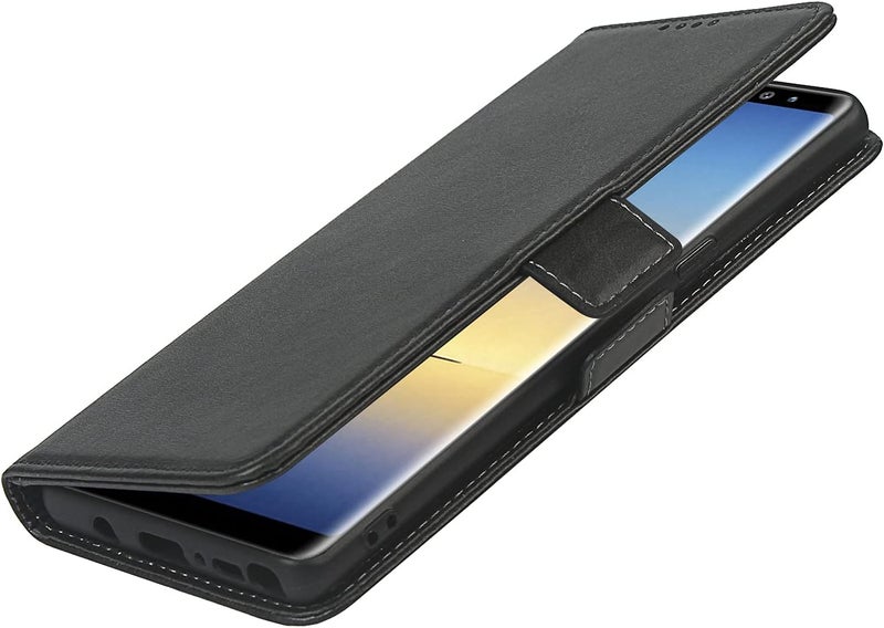 iCoverCase for Samsung Note 8 Case, PU Leather Wallet Case with Card Holder [Built-in Magnet] Shockproof Protective Flip Cover for Samsung Galaxy Note 8 - Dark Gray - Image 4