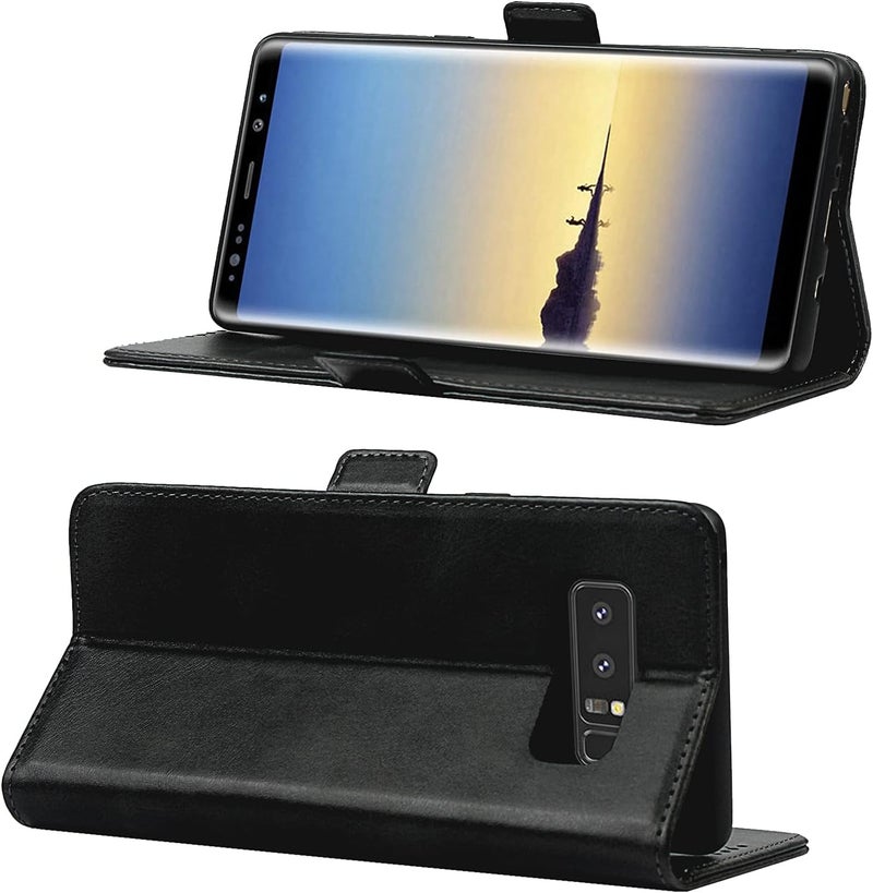 iCoverCase for Samsung Note 8 Case, PU Leather Wallet Case with Card Holder [Built-in Magnet] Shockproof Protective Flip Cover for Samsung Galaxy Note 8 - Dark Gray - Image 3