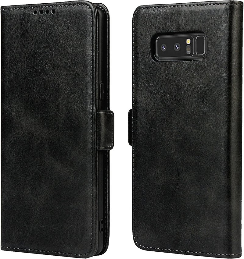 iCoverCase for Samsung Note 8 Case, PU Leather Wallet Case with Card Holder [Built-in Magnet] Shockproof Protective Flip Cover for Samsung Galaxy Note 8 - Dark Gray - Image 1