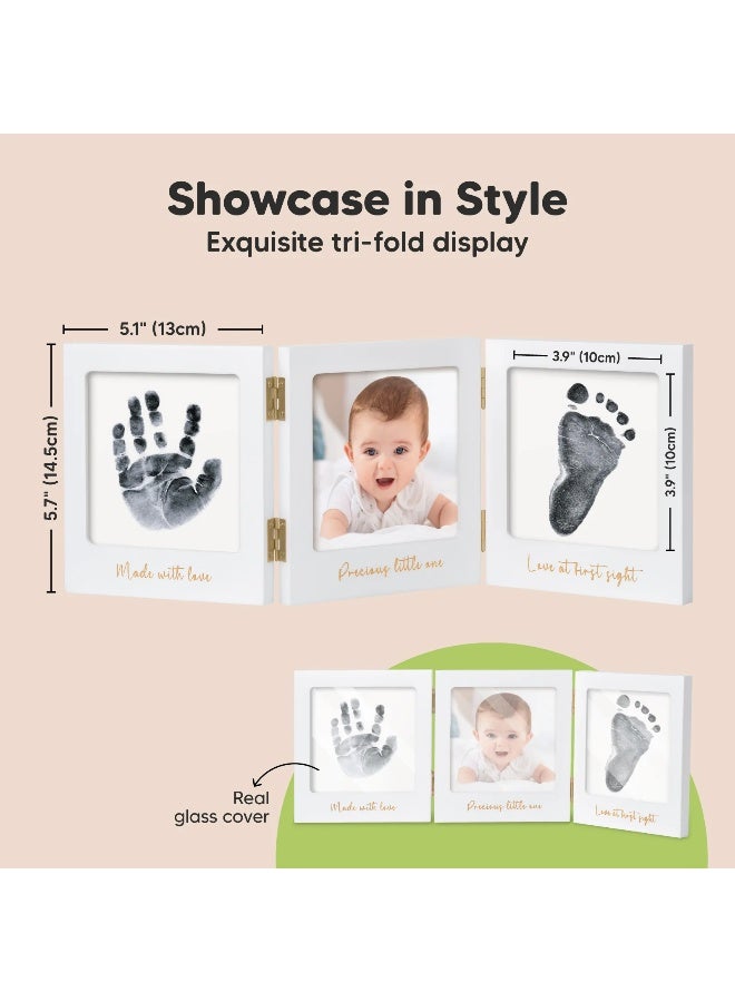KeaBabies Fond Clean Touch Inkless Hand & Footprint Frame, Cloud Gray Gold - Image 3