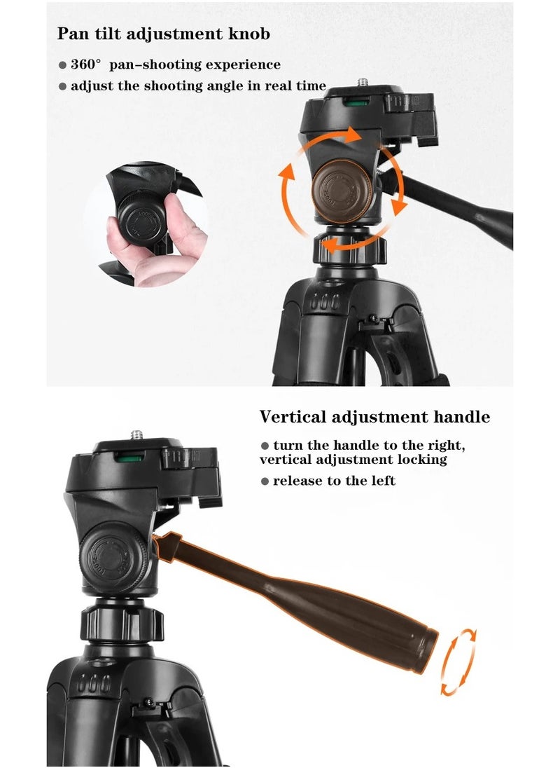 Generic - PLOKAMA PK-9950 Tripod for Camera and Mobile Phone, Height up to 150 cm, Supports 360-degree Rotation, Remote Control and Cover - Black - Image 1