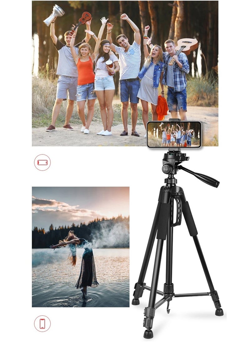 Generic - PLOKAMA PK-9950 Tripod for Camera and Mobile Phone, Height up to 150 cm, Supports 360-degree Rotation, Remote Control and Cover - Black - Image 1