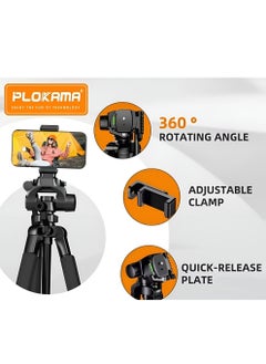 Generic PLOKAMA PK-9950 Tripod for Camera and Mobile Phone, Height up to 150 cm, Supports 360-degree Rotation, Remote Control and Cover - Black  - Image 5