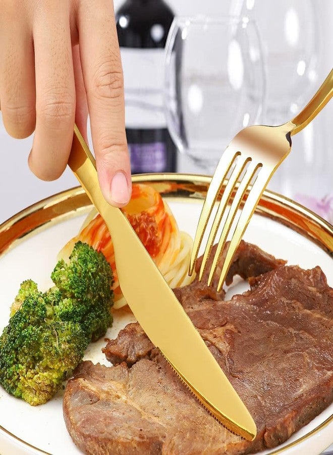 Sugalsu Christmas Pattern Handle Design Silverware Set, Stainless Steel Flatware Sets, Kitchen Utensil Set, Tableware Cutlery for Home and Restaurant, Dishwasher Safe (Pack of 6, Gold) - Image 4