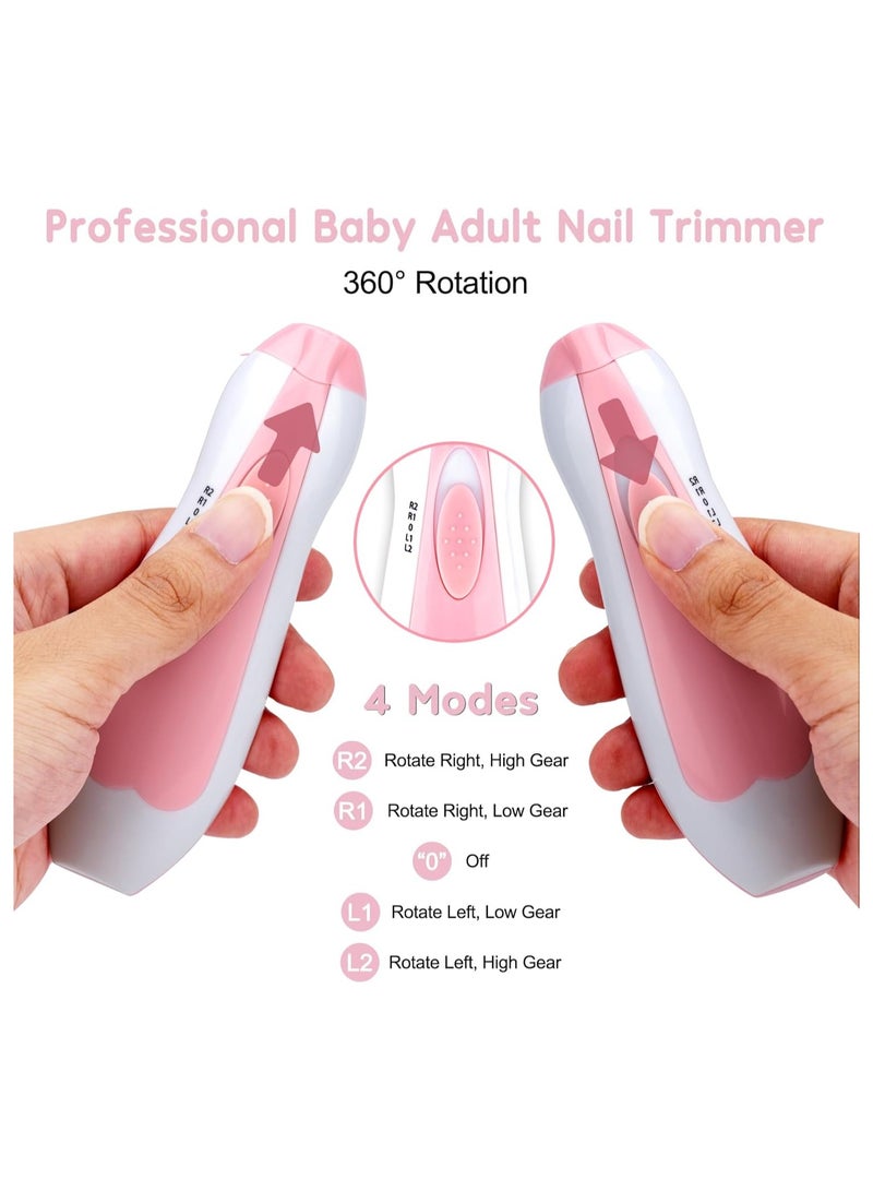 Baby Nail Trimmer Electric Safe Baby Nail Clippers, Manicure Set, Trim Polish Grooming kit for Newborn Toddler or Adults Toes Fingernails, Pink - Image 2
