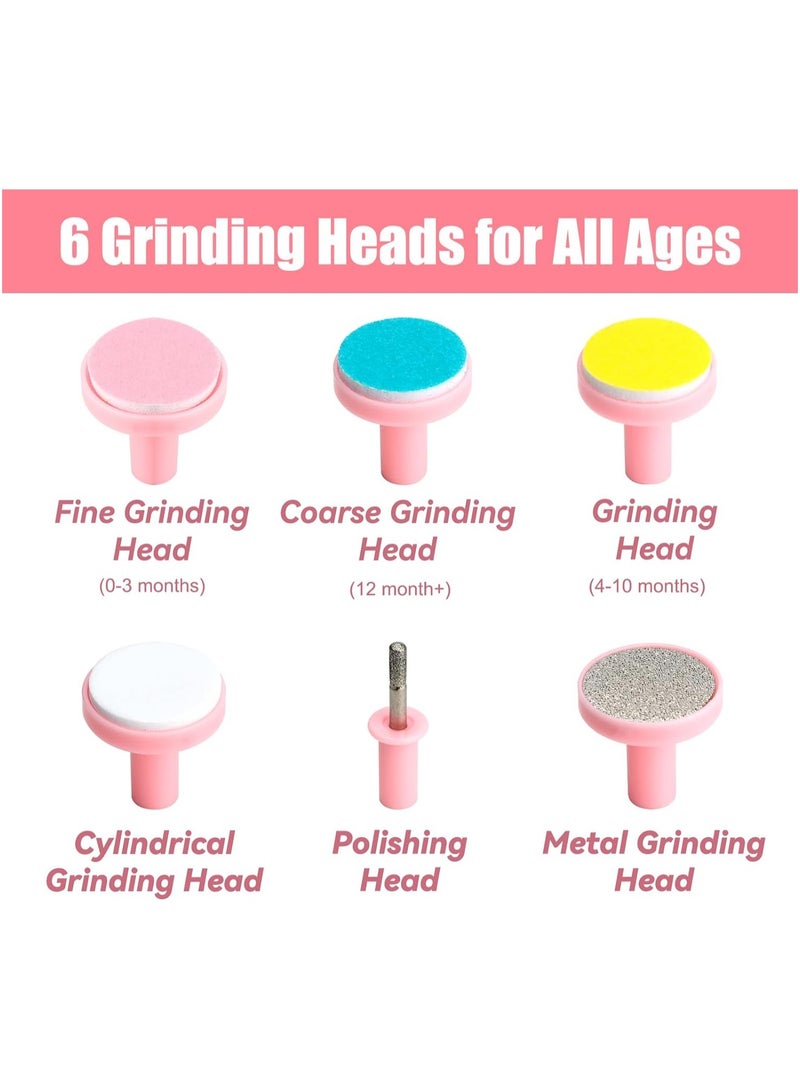 Baby Nail Trimmer Electric Safe Baby Nail Clippers, Manicure Set, Trim Polish Grooming kit for Newborn Toddler or Adults Toes Fingernails, Pink - Image 5