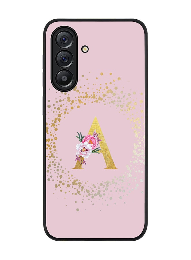 Stylizedd For Samsung Galaxy A56 5G Case,Slim fit Camera Protection, Shockproof Thin Phone cover  - Custom Monogram Floral - A  (Pink )