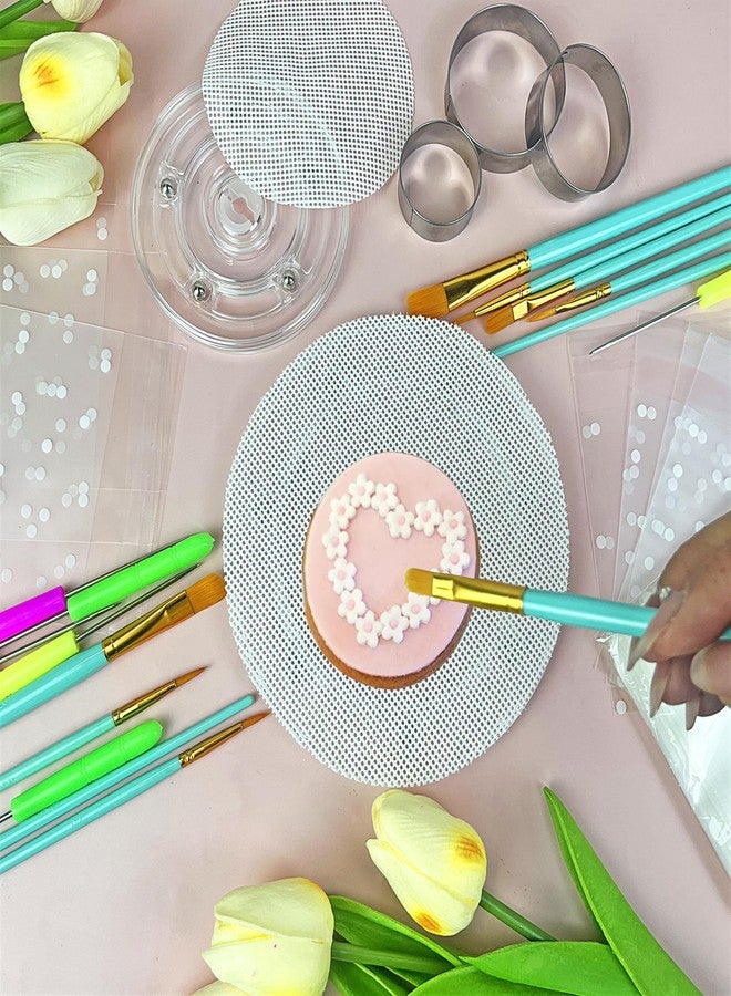 TOSPARTY 123 PCS Cookie Decorating Kit Supplies Including Acrylic Turntable Decoration Brushes Scribe Needle Bags for Cookie Cupcake Cake Decoration - Image 3