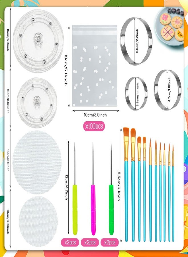 TOSPARTY 123 PCS Cookie Decorating Kit Supplies Including Acrylic Turntable Decoration Brushes Scribe Needle Bags for Cookie Cupcake Cake Decoration - Image 2