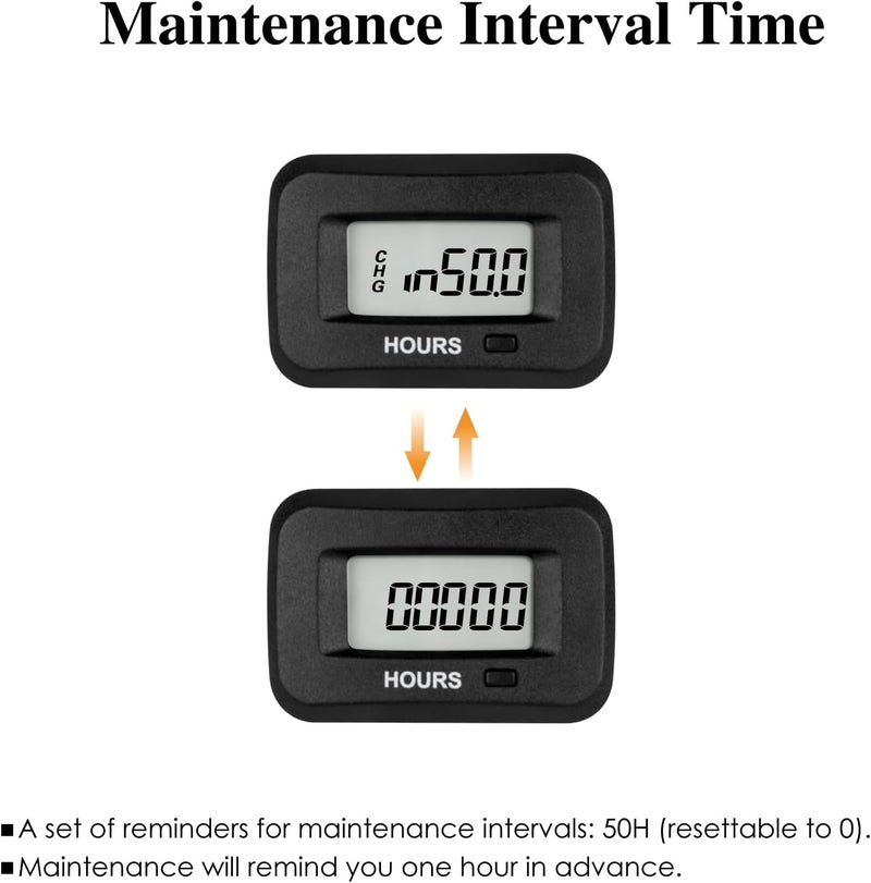 Jayron Digital LED Hour Meter Gauge AC/DC 5V to277V Voltage,Resettable Maintenance Interval Data Storage Waterproof Design for Small Engines,Such as Lawn Mower,Generator,Air Compressor,Motorcycle… - Image 4