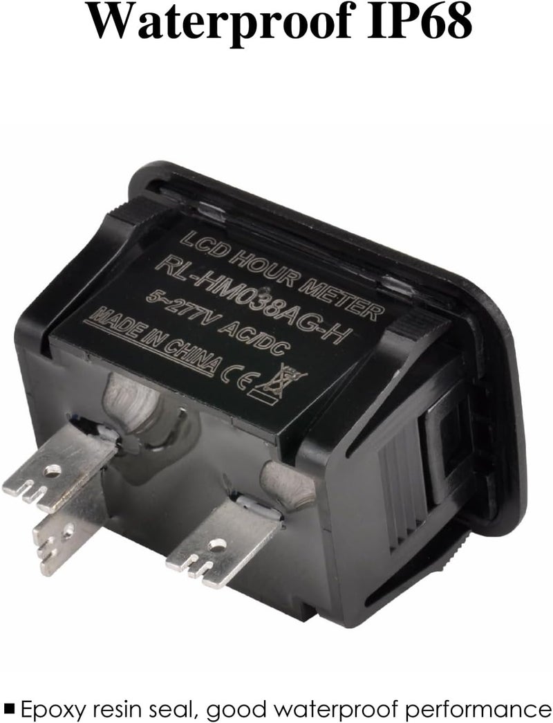 Jayron Digital LED Hour Meter Gauge AC/DC 5V to277V Voltage,Resettable Maintenance Interval Data Storage Waterproof Design for Small Engines,Such as Lawn Mower,Generator,Air Compressor,Motorcycle… - Image 5