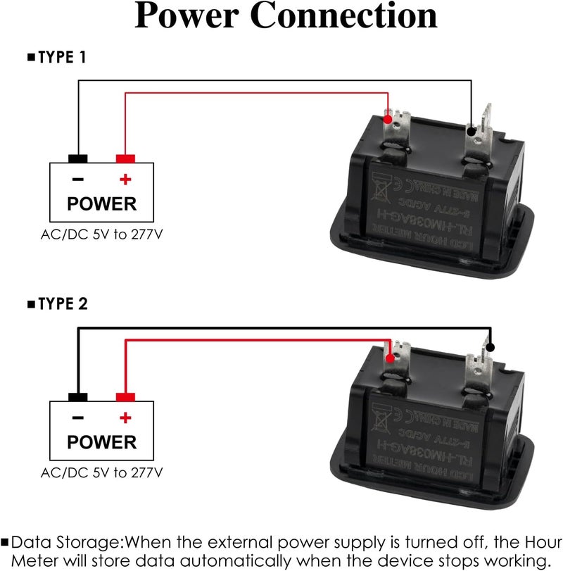 Jayron Digital LED Hour Meter Gauge AC/DC 5V to277V Voltage,Resettable Maintenance Interval Data Storage Waterproof Design for Small Engines,Such as Lawn Mower,Generator,Air Compressor,Motorcycle… - Image 3