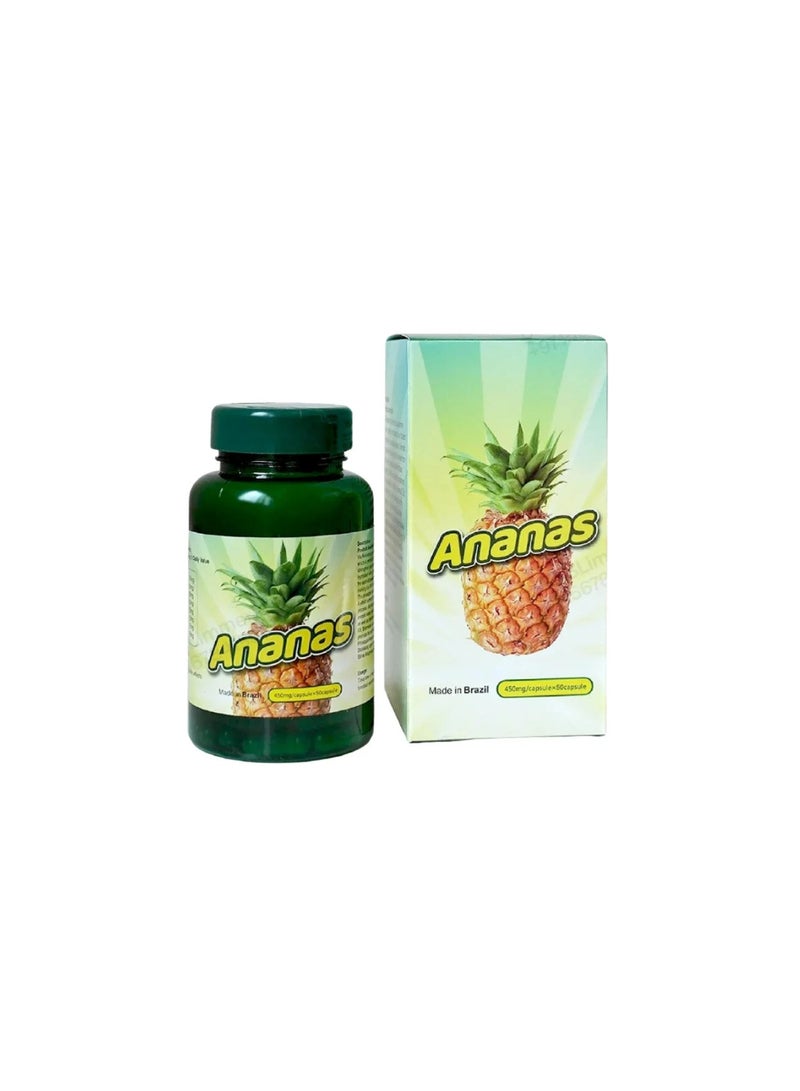 Ananas Pineapple Extract Capsules 450mg 50 Count Dietary Supplement for Digestive Support & Metabolism Support Made in Brazil - Image 1