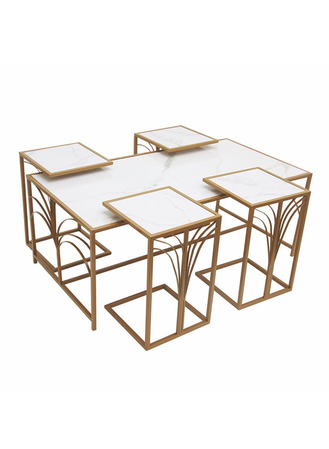 Homzmart Metal and Porcelain Console Tables Set 5 Pieces - Gold and White - Image 1