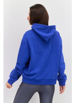 Red Tape Women Hood With Drawstring Long Sleeve Graphic Print Sweatshirts, Blue Combo  - Image 3