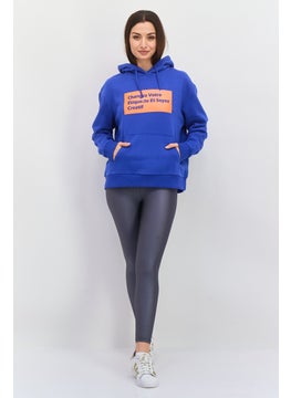 Red Tape Women Hood With Drawstring Long Sleeve Graphic Print Sweatshirts, Blue Combo  - Image 4