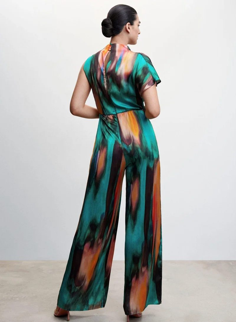 MANGO Cowl Neck Printed Jumpsuit