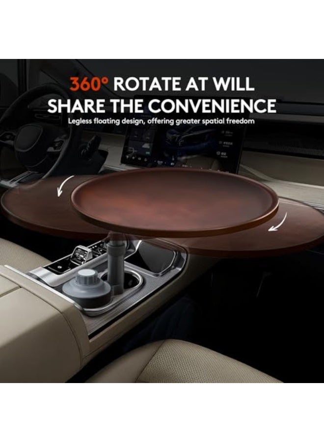 صينية سيارة مكتب للحاسوب المحمول، طاولة حاملة أكواب قابلة للدوران 360 درجة مع قفل مغناطيسي، صينية عجلة قيادة متوافقة مع تيسلا فورد معظم السيارات، إكسسوارات سيارة خشبية للنساء والرجال - Image 5