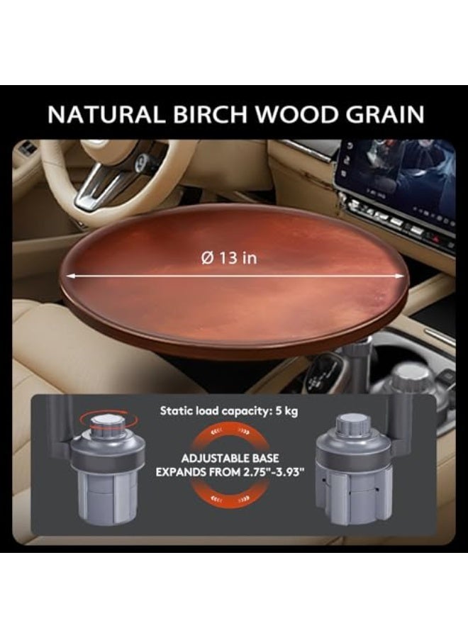 صينية سيارة مكتب للحاسوب المحمول، طاولة حاملة أكواب قابلة للدوران 360 درجة مع قفل مغناطيسي، صينية عجلة قيادة متوافقة مع تيسلا فورد معظم السيارات، إكسسوارات سيارة خشبية للنساء والرجال - Image 4