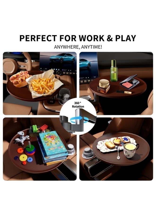 Car Tray Desk for Laptop, 360° Rotating Wood Cup Holder Tray with Aluminum Base – Ergonomic, Eco-Friendly & Fits Tesla, Ford, Most Vehicles - Image 5
