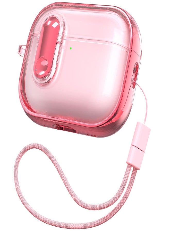 روفونجوانجو جراب حماية RFUNGUANGO (مع قفل أمان) لسماعات AirPods Pro من الجيل الثاني/الأول، جراب حماية ناعم من مادة TPU لسماعات AirPods Pro 2 - مع طقم تنظيف/حبل تعليق، لون وردي بالكامل - Image 1