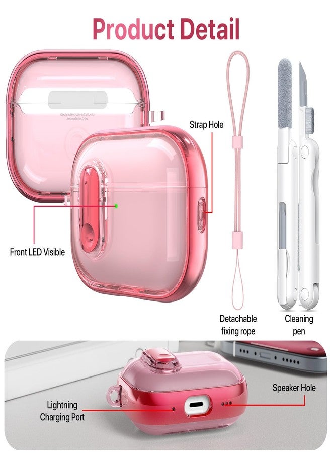 روفونجوانجو جراب حماية RFUNGUANGO (مع قفل أمان) لسماعات AirPods Pro من الجيل الثاني/الأول، جراب حماية ناعم من مادة TPU لسماعات AirPods Pro 2 - مع طقم تنظيف/حبل تعليق، لون وردي بالكامل - Image 4