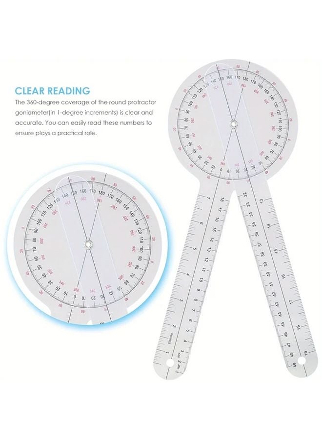 3pcs Plastic Protractor Set 6 8 12 Inch Angle Measuring Tool 360 Degree Goniometer - Image 5