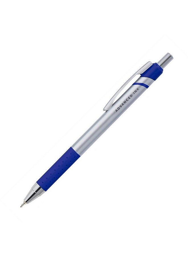 Office Depot Advanced Ink Retractable Ballpoint Pens Needle Point 0.7 Mm Silver Barrel Blue Ink Pack Of 12 - Image 5