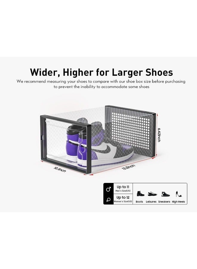 GGEROU Shoe Organizers Storage Boxes for Closet 6 Pack, Stackable Clear Plastic Boxes for Closet, Folable Storage Bins with Lids, Sneaker Storage Box Shoe Rack Containers Bins Holders Cabinet White - Image 4