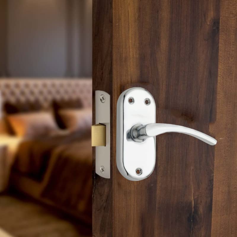 SARDAR 4 inch Iron Babylatch| Bathroom Door Handle| Mortise Door Handle with Baby Latch| Keyless Handle Bathroom|Latch Lock| Iron | Pull handle | Silver - Image 1
