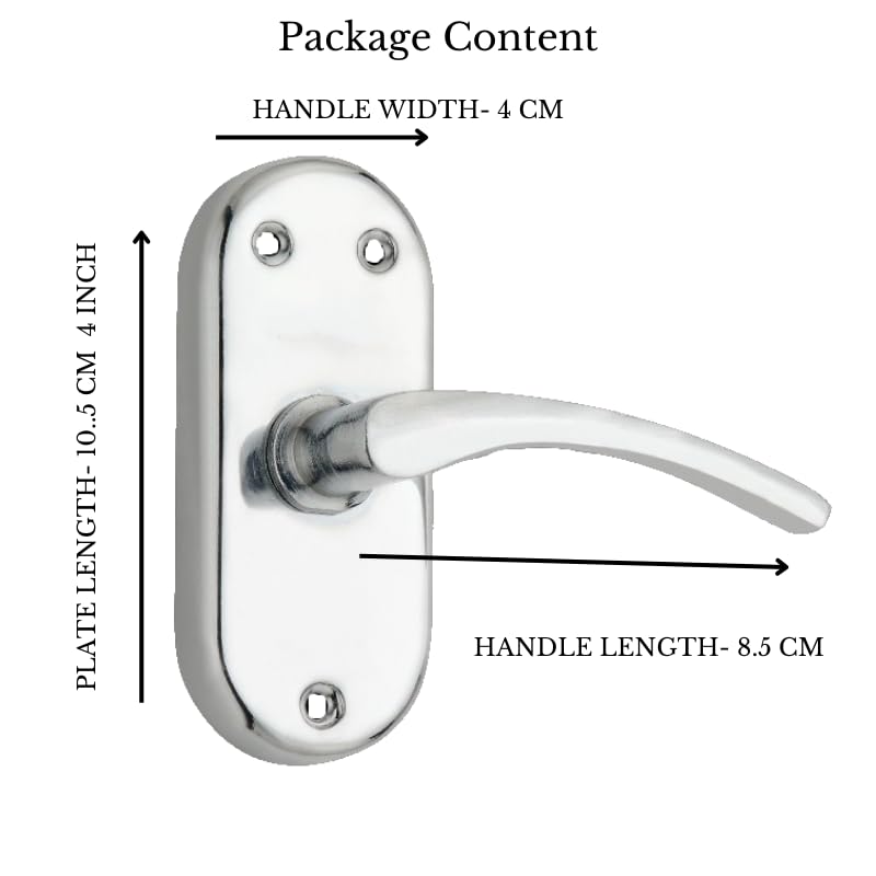 SARDAR 4 inch Iron Babylatch| Bathroom Door Handle| Mortise Door Handle with Baby Latch| Keyless Handle Bathroom|Latch Lock| Iron | Pull handle | Silver - Image 2