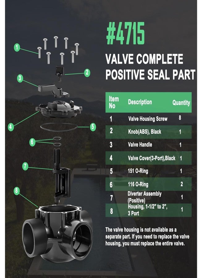 Ussuray 4715 3-Port 1-1/2 to 2-Inch Positive Seal Non-Lube Valve Replacement for Jandy Positive Seal NeverLube Valve, for Pool or Spa Plumbing Systems - Image 5